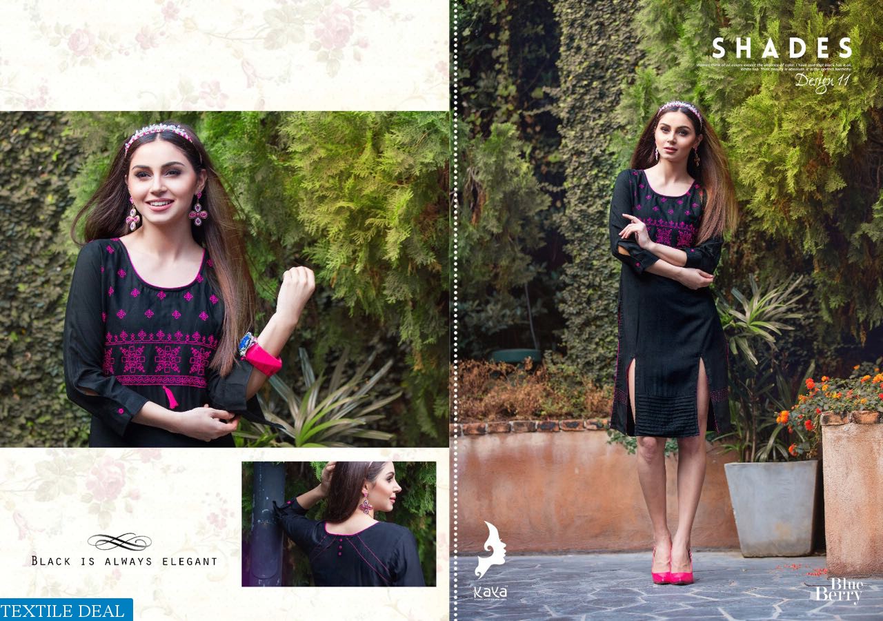 kaya Blueberry Wholesale Embroidered kurti Collection